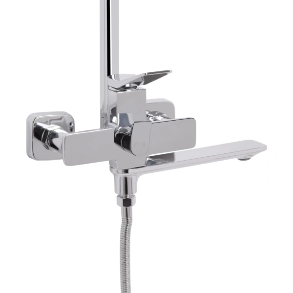 Душова система на три споживача (з виливом) у чорному хром, телескопічна 955-1585 мм Qtap Presto