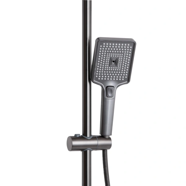 Душова система на три споживача (з виливом) у кольорі графіт, телескопічна 1000-1550 мм Qtap Presto