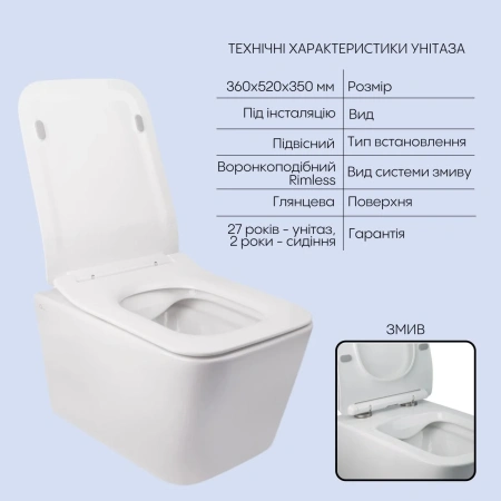 Набір Qtap інсталяція 3 в 1 Nest з лінійною панеллю змиву + унітаз з сидінням Crow