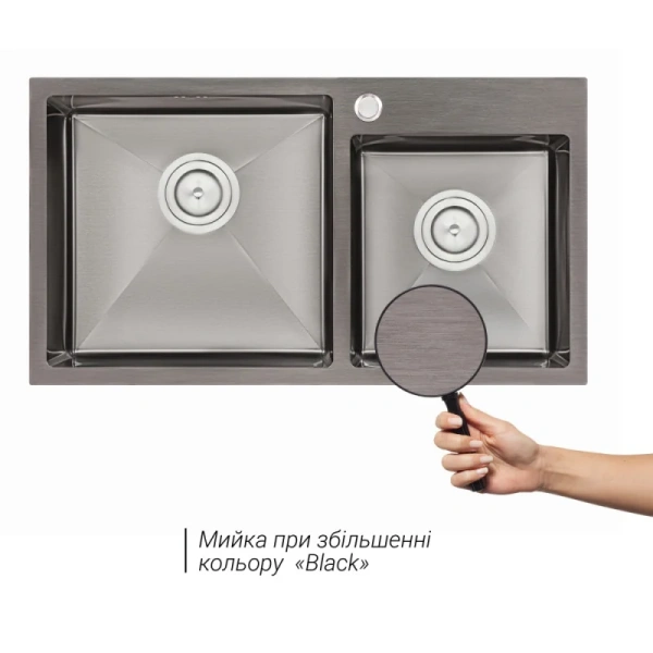 Фото Кухонна мийка Qtap S7843BL 2.7/1.0 мм
