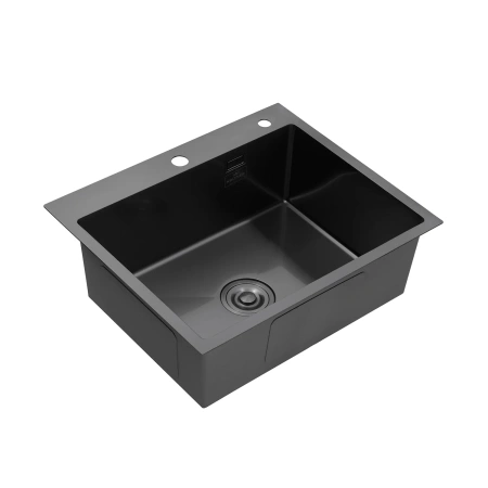 Фото Комплект кухонна мийка Kroner Schwarze-6050HM PVD + змішувач Ersel-GRP03393BLK + дозатор Spender-026