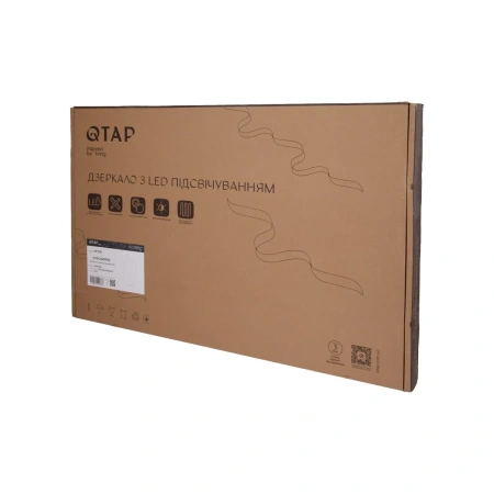 Дзеркало Qtap Scorpio (SC1) з LED-підсвічуванням Touch, з антизапотіванням, з димером, рег. темп. кольору (3000-6500K) Black