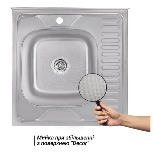 Фото Кухонна мийка Lidz 6060-L Decor 0,6 мм