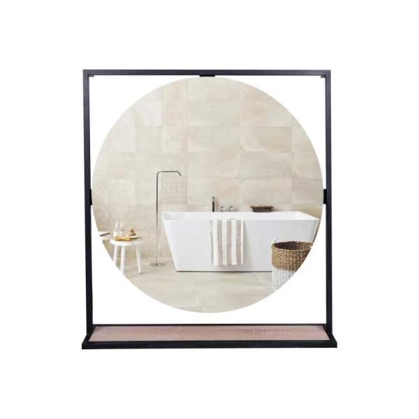 Дзеркало Qtap Taurus 700х850х140 Black/Whitish oak з LED-підсвічуванням