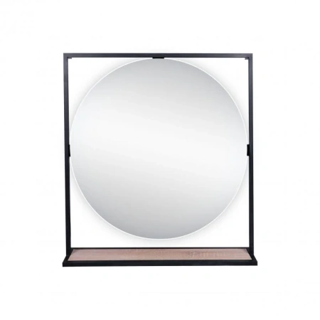 Дзеркало Qtap Taurus 700х850х140 Black/Whitish oak з LED-підсвічуванням