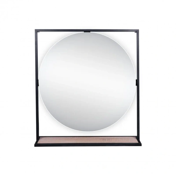 Дзеркало Qtap Taurus 700х850х140 Black/Whitish oak з LED-підсвічуванням