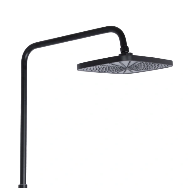 Душова система на три споживача (з виливом) у чорному кольорі, телескопічна 850-1200 мм Qtap Gemini