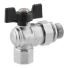 Кран-американка кульовий кутовий Kroner 1/2" ВЗ PN40 метелик, нікельований