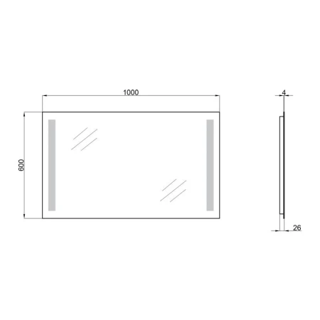 Дзеркало Qtap Mideya 1000х600 з LED-підсвічуванням, Reverse