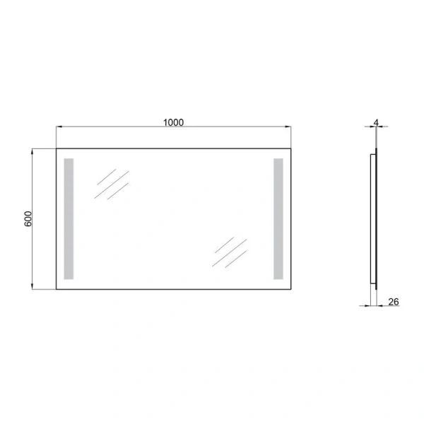 Дзеркало Qtap Mideya 1000х600 з LED-підсвічуванням, Reverse