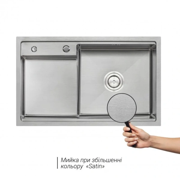 Фото Кухонна мийка Qtap D7848-R Satin 3.0/1.2 мм