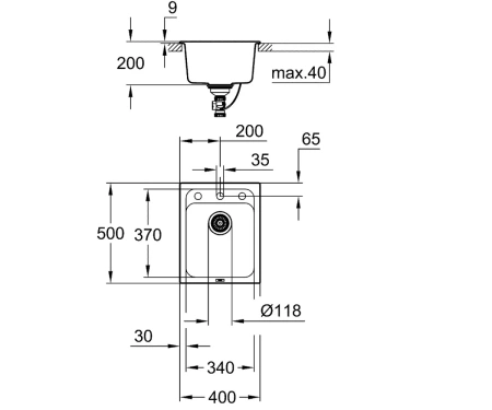 Фото Мийка композитна 40 см GROHE K-SERIES K 700