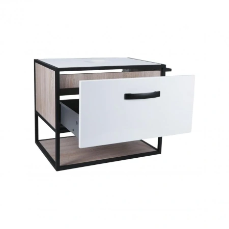Тумба підвісна Qtap Taurus 700х476х469 White/Whitish oak зі стільницею