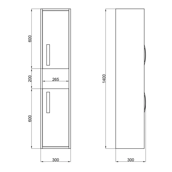 Пенал підвісний Qtap Pisces 300х1400х300 Whitish