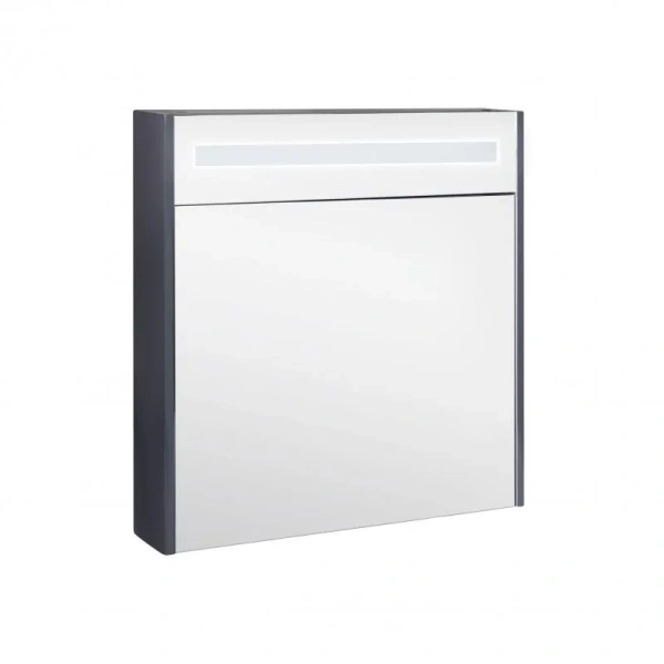 Дзеркальна шафа підвісна Qtap Robin 700х730х145 Graphite з LED-підсвічуванням