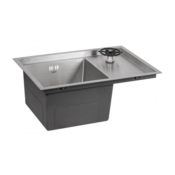 Фото Кухонна мийка з кришкою та омивачем Qtap DC5638 Satin 3.0/1.2 мм
