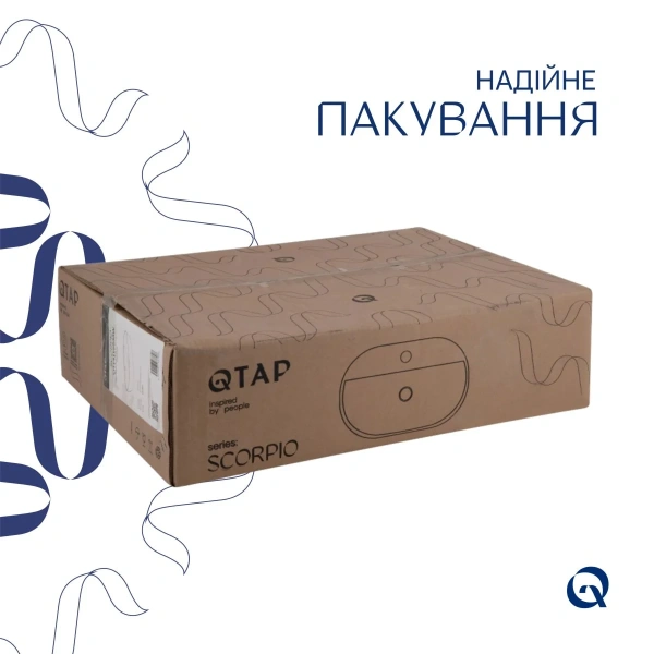 Комплект Qtap Scorpio: Раковина накладна овальна 500x380x120 мм White + Донний клапан PU02 QT14112202WN47313