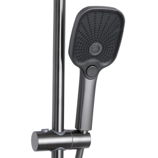 Душова система на три споживача (з виливом) збройна сталь, телескопічна 850-1200 мм Qtap Gemini