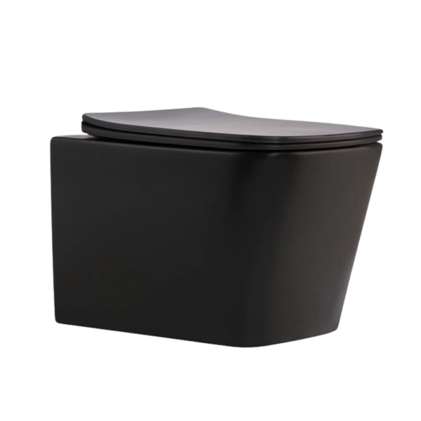 Унітаз підвісний у чорному кольорі 490x365x325 мм з сидінням з мікроліфтом Slim Duroplast Qtap Tern