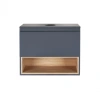 Тумба підвісна Qtap Robin 600х476х437 Graphite/Whitish oak зі стільницею