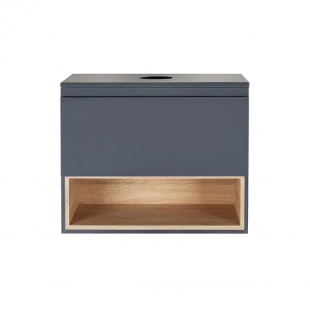 Тумба підвісна Qtap Robin 600х476х437 Graphite/Whitish oak зі стільницею
