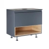 Тумба для підлоги Qtap Robin 700х616х437 Graphite/Whitish oak зі стільницею
