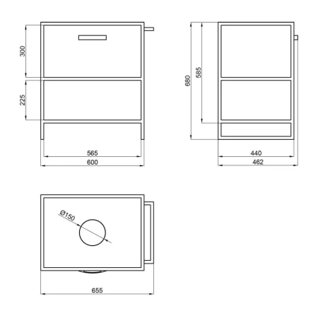 Тумба для підлоги Qtap Taurus 600х616х469 Whitish oak зі стільницею