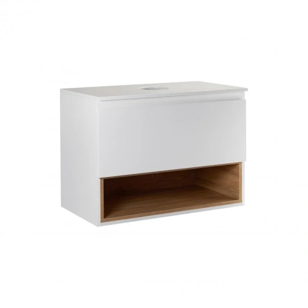 Тумба підвісна Qtap Robin 600х476х437 White/Whitish oak зі стільницею