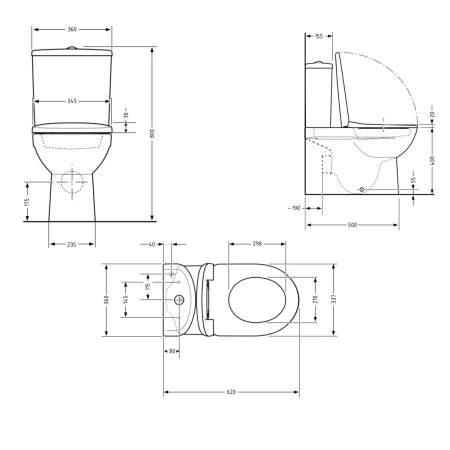 Унітаз підлоговий Qtap Stork Ultra Quiet 630×350×805 мм із сидінням Soft-close, White