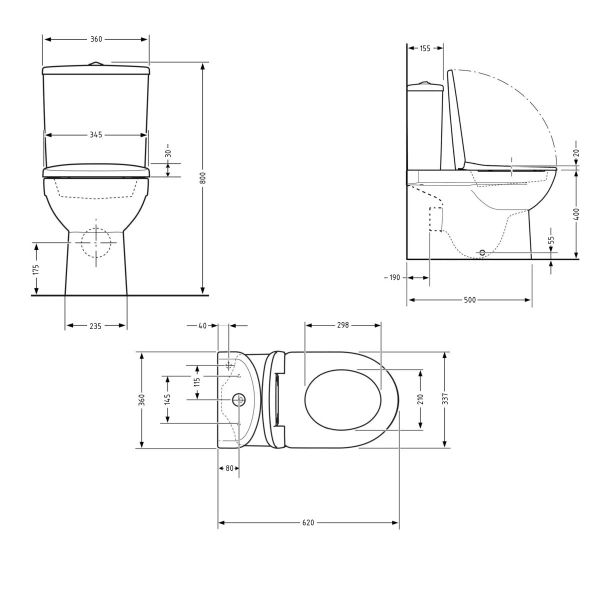 Унітаз підлоговий Qtap Stork Ultra Quiet 630×350×805 мм із сидінням Soft-close, White