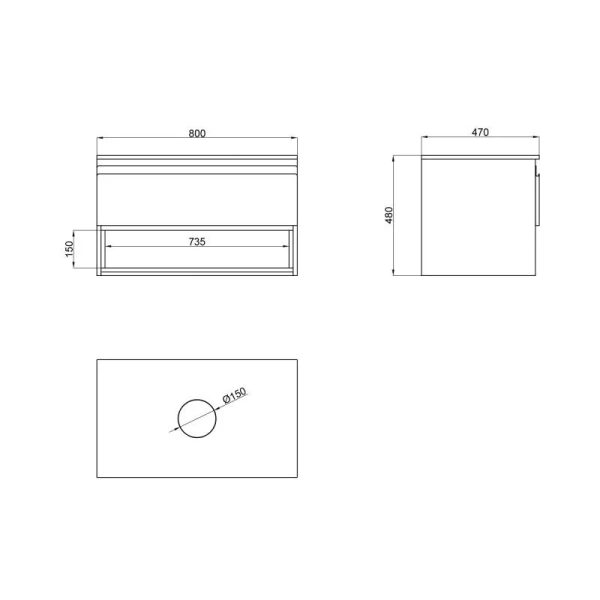Тумба підвісна Qtap Robin 800х476х437 White/Whitish oak зі стільницею