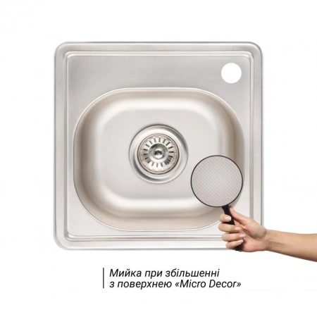 Фото Кухонна мийка Lidz 38*38 Micro Decor 0.6мм