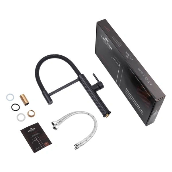 Змішувач для кухні з гнучким виливом у чорному кольорі Kroner KRP Ersel - SCH03999