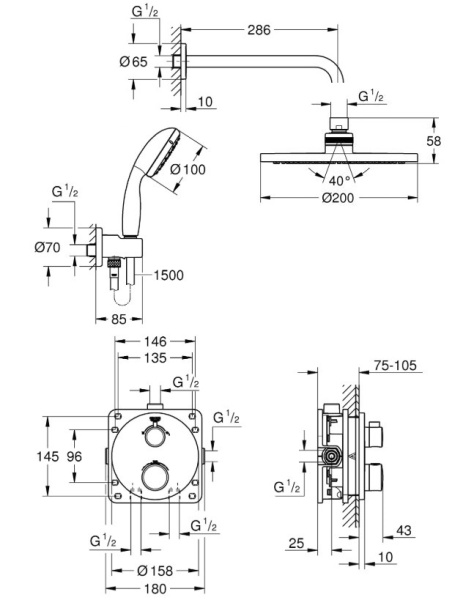 Душова система GROHE GROHTHERM