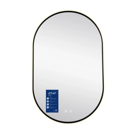 Дзеркало Qtap Scorpio (SC1) з LED-підсвічуванням Touch, з антизапотіванням, з димером, рег. темп. кольору (3000-6500K) Black