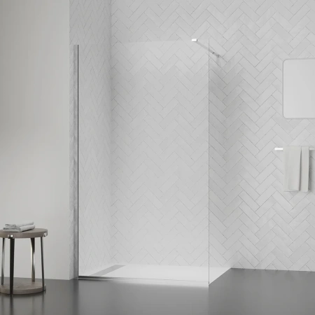 Душова перегородка Qtap Walk-In Standard.C8 90х200 см, скло Clear 8 мм, покриття CalcLess