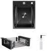 Мийка для кухні з нержавіючої сталі Lidz 400x500 мм графіт Brushed Black PVD з кошиком-сушар