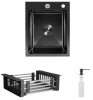 Мийка для кухні з нержавіючої сталі Lidz 400x500 мм графіт Brushed Black PVD з кошиком-сушар
