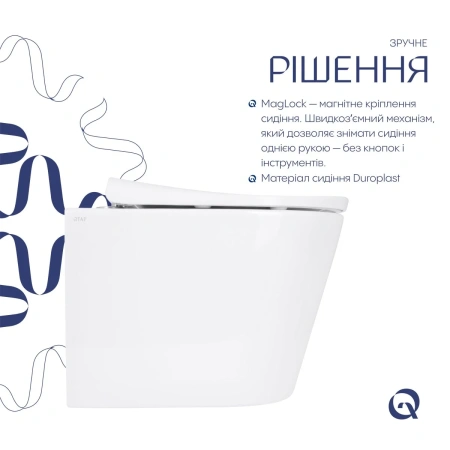 Унітаз підвісний Qtap Scorpio ML Ultra Quiet 520x365x365 мм, з сидінням Soft-close MagLock, White