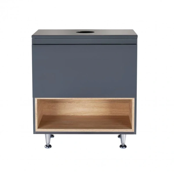 Тумба для підлоги Qtap Robin 600х616х437 Graphite/Whitish oak зі стільницею