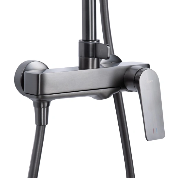 Душова система з виливом у кольорі збройна сталь телескопічна Qtap Vlasta