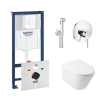 Комплект унітаз з сидінням Qtap Swan + інсталяція Grohe Rapid SL + набір для гігієнічного душу