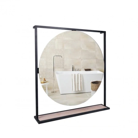 Дзеркало Qtap Taurus 700х850х140 Black/Whitish oak з LED-підсвічуванням