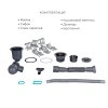 Фото Комплект кухонна мийка Lidz 63*50 Brush 3.0/1,0 (у кольорі графіт) крило праворуч + Дозатор + Кошик