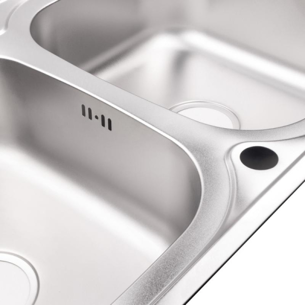Кухонна мийка з двома чашами Lidz 7948 Satin 0,8 мм