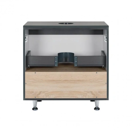 Тумба для підлоги Qtap Robin 600х616х437 Graphite/Whitish oak зі стільницею