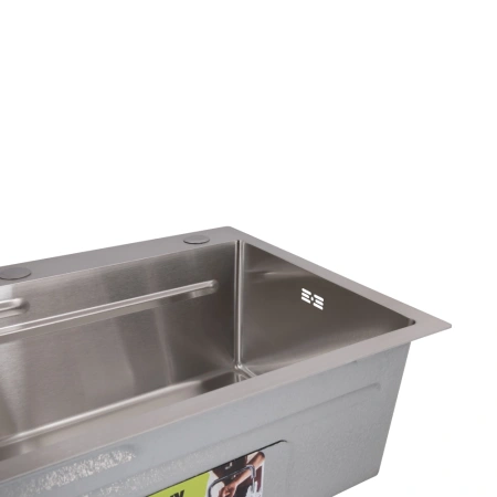 Фото Мийка для кухні Lidz Handmade 680x450 мм сталева інтегрована Brushed Steel