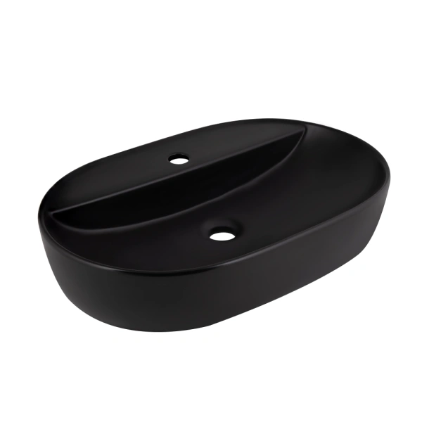Раковина накладна овальна 600х400х120 мм, у чорному кольорі Qtap Scorpio(46792)