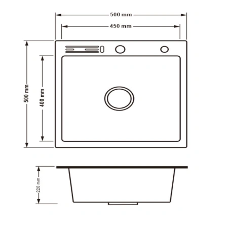 Кухонна мийка LH5050T Brush 3.0 / 1.0 mm з полицею для ножів Lidz + Дозатор + Кошик