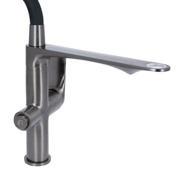 Змішувач для кухні з гнучким виливом і підключенням для питної PVD Vlasta New Qtap